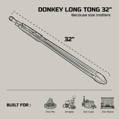 Donkey Long Tong oak handle close-up for comfortable, heat-resistant grip