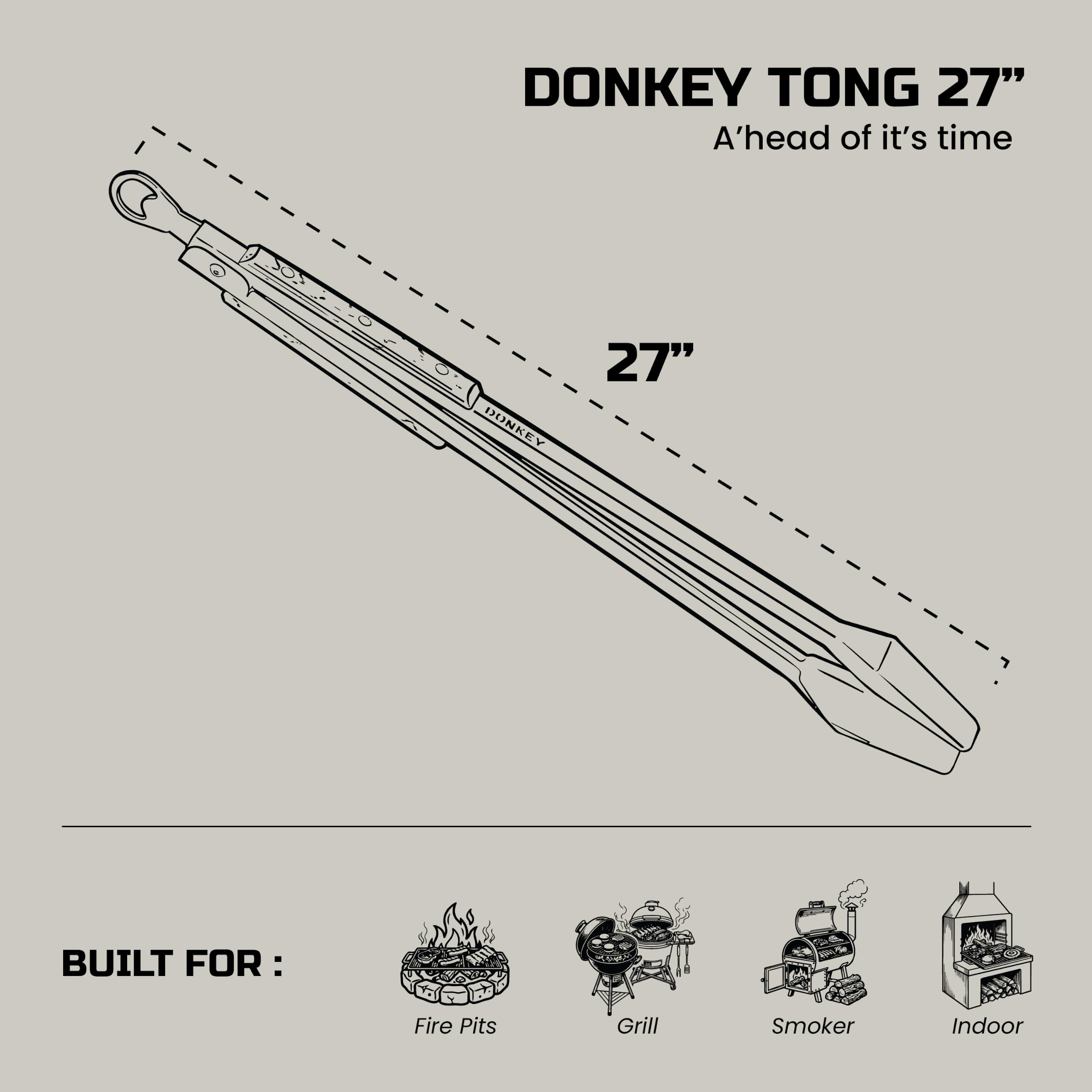 Donkey Long Tong white oak handle close-up offering comfortable, heat-resistant grip