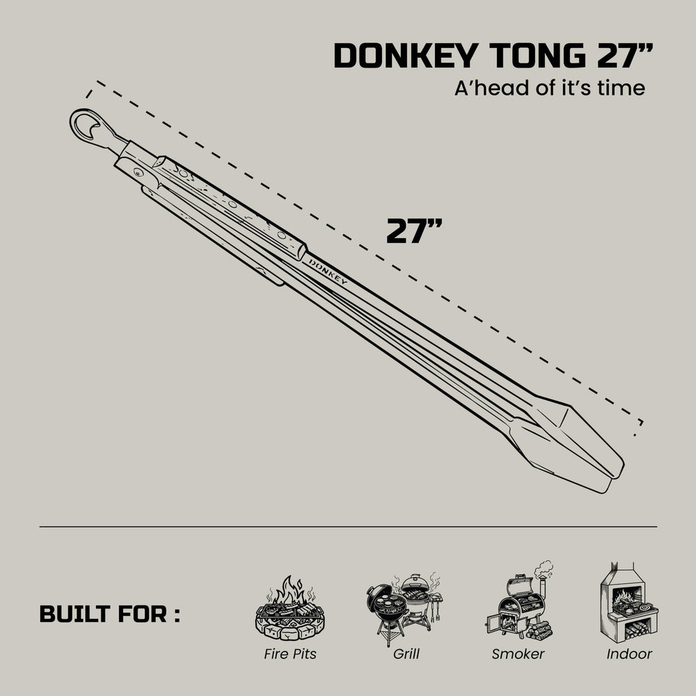 Donkey Long Tong white oak handle close-up offering comfortable, heat-resistant grip