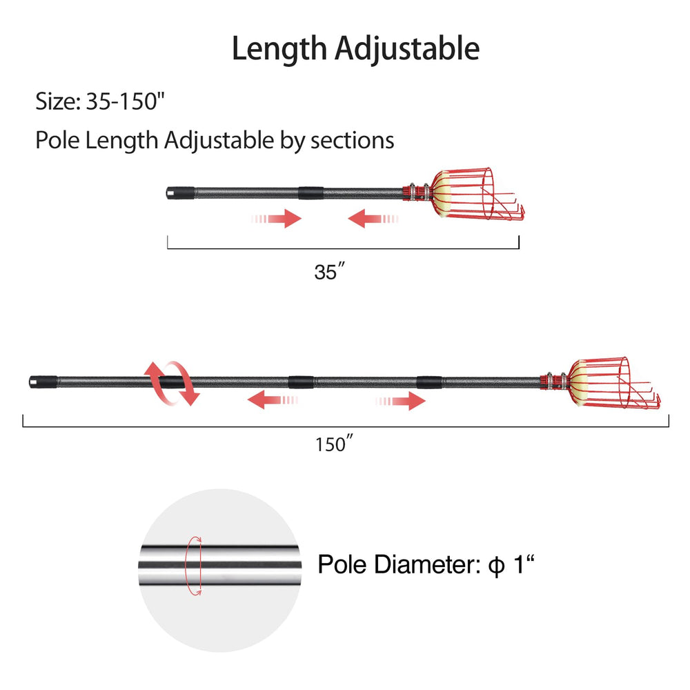 DonSail fully extended pole in use reaching high branch safely