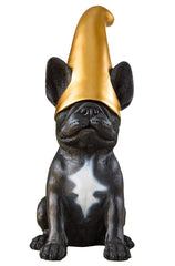 Doodle Gnome front view showcasing black Frenchie statue and friendly presence