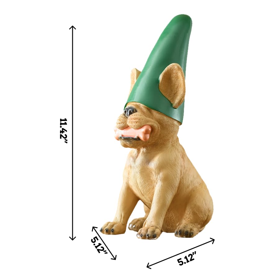 Doodle Gnome in garden setting beside flowers illustrating how it brightens outdoor spaces