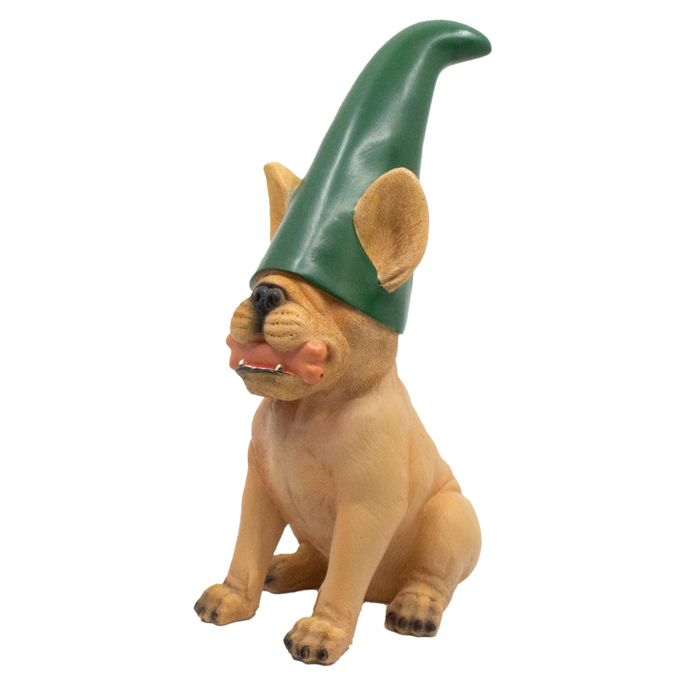 Doodle Gnome side profile of Frenchie gnome highlighting sculpted ears and posture for charm