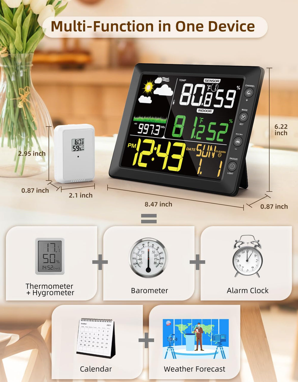 DOOMAY remote sensor front view delivering accurate outdoor readings and durability