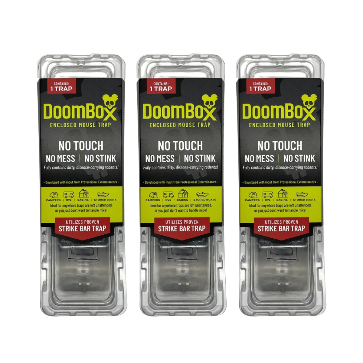 DoomBox front view showing clear enclosure and visible interior for quick checks