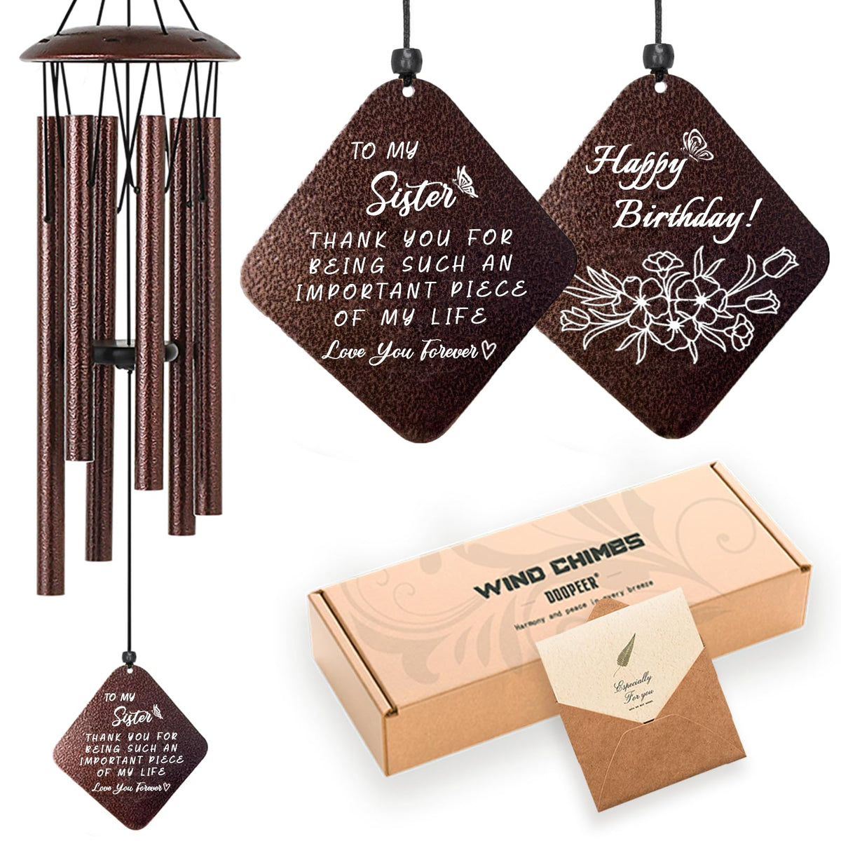 Doopeer front view bronze wind chime hanging and adding charm