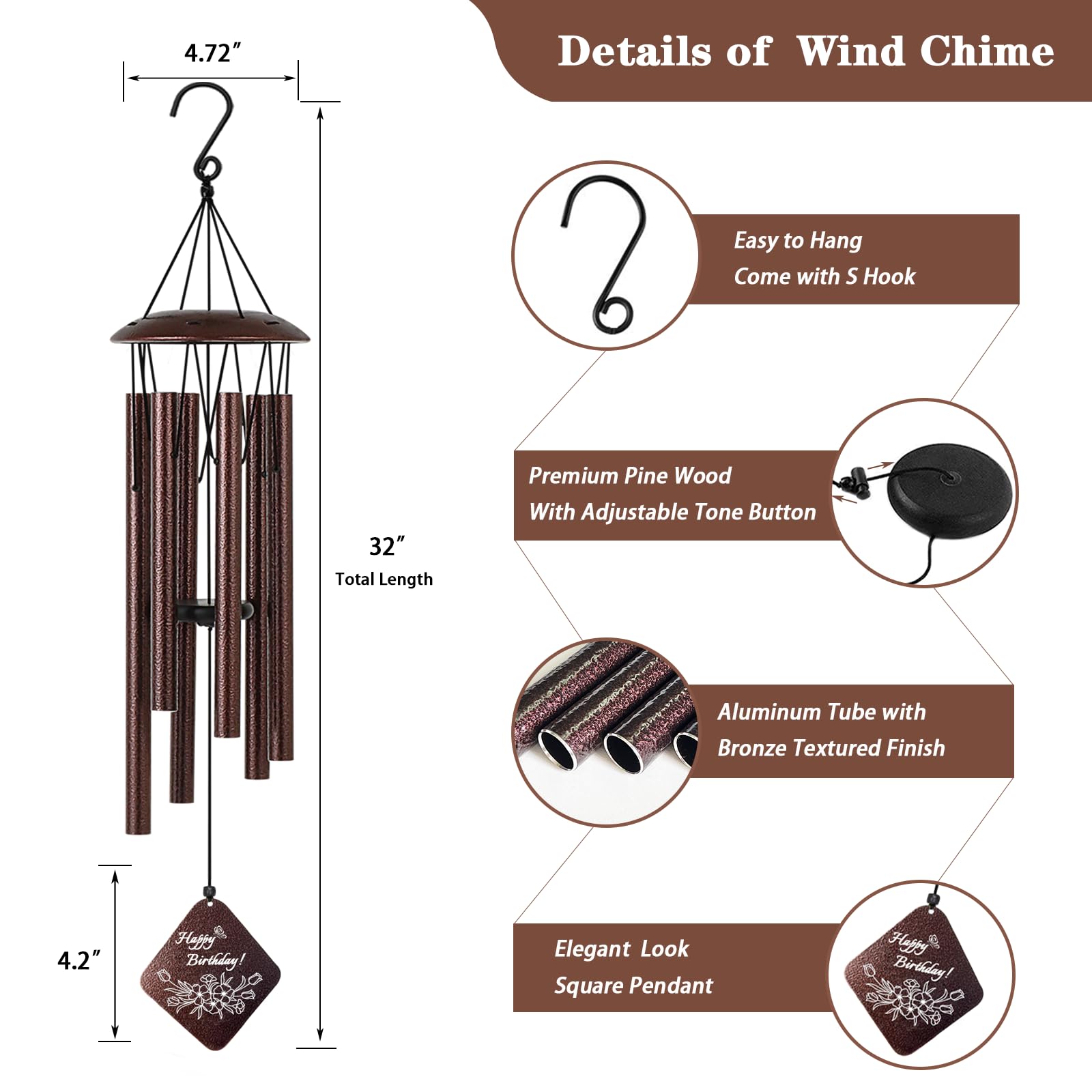 Doopeer wind chime hanging on porch creating calming ambient sound