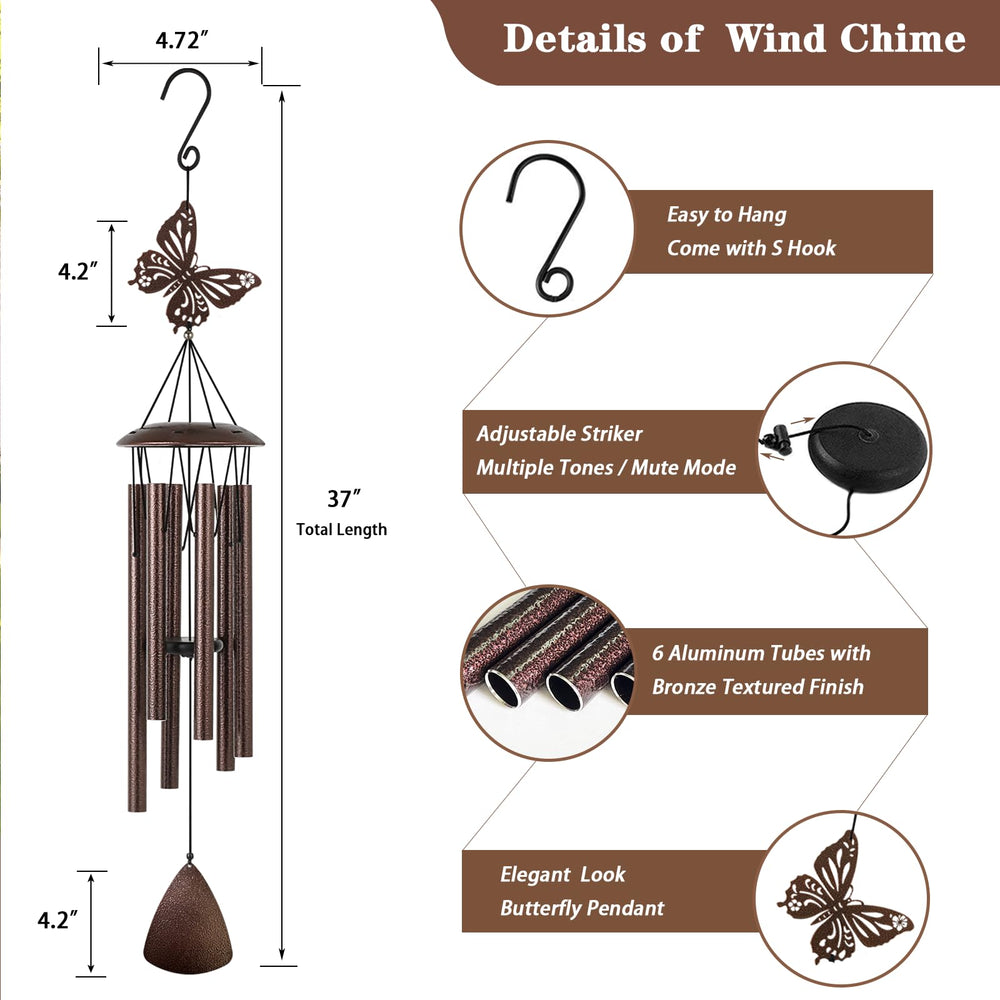Doopeer wind chime beside a chair showing 37-inch scale for correct sizing