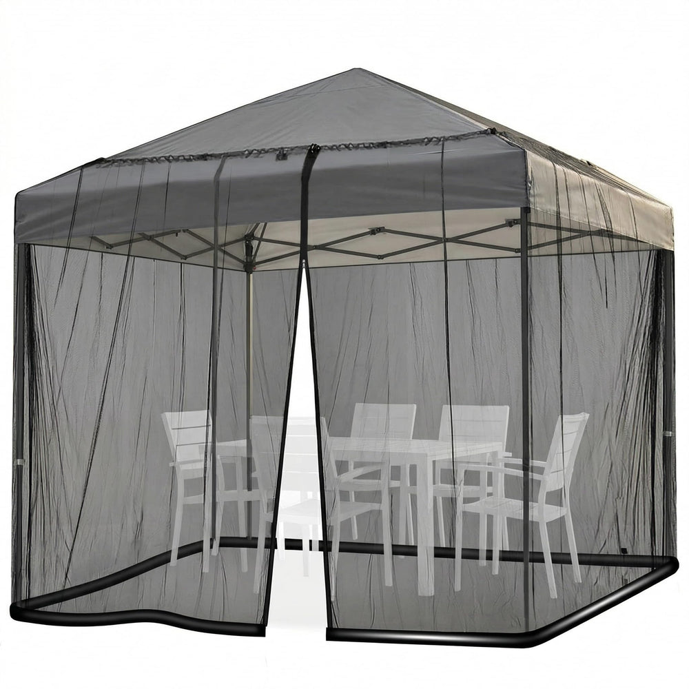 DOOSARG front view of 10x10 mosquito netting showing full enclosure and visibility benefit