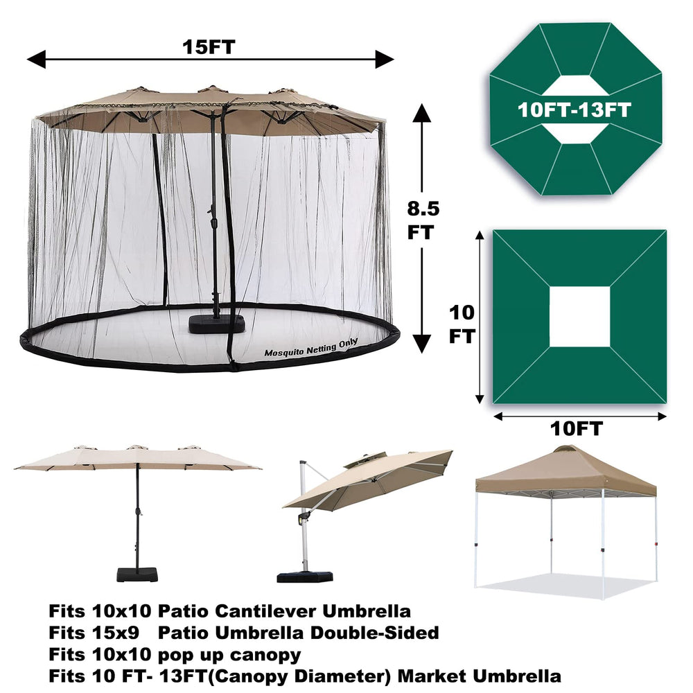 DOOSARG lifestyle scene dining under umbrella with net for insect-free comfort