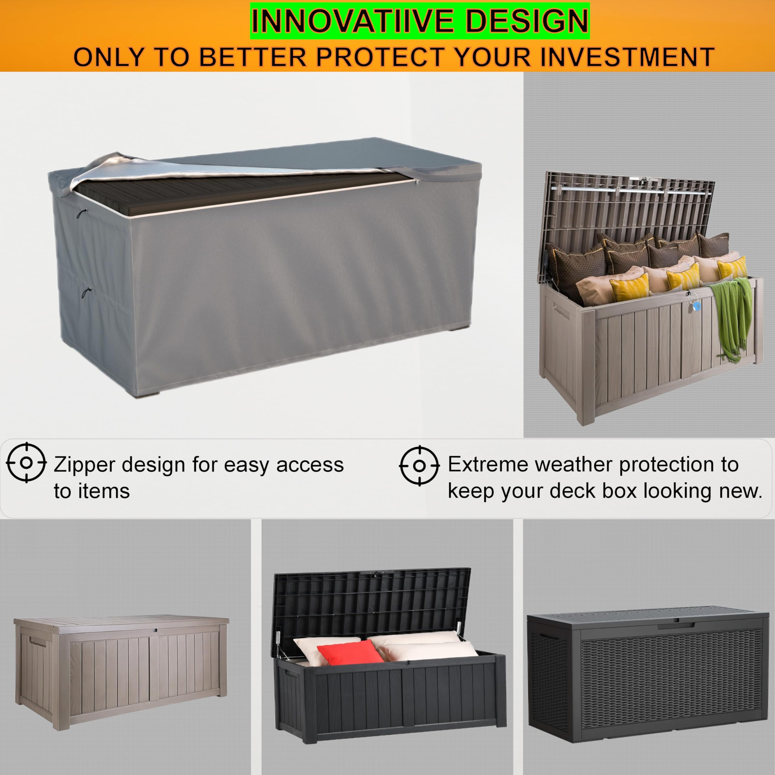 DORAHUA cover on a patio deck box in outdoor setting protecting contents