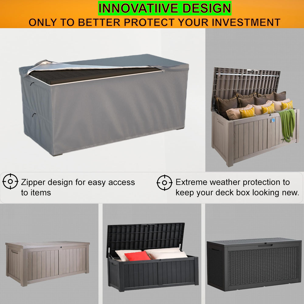DORAHUA cover on a patio deck box in outdoor setting protecting contents