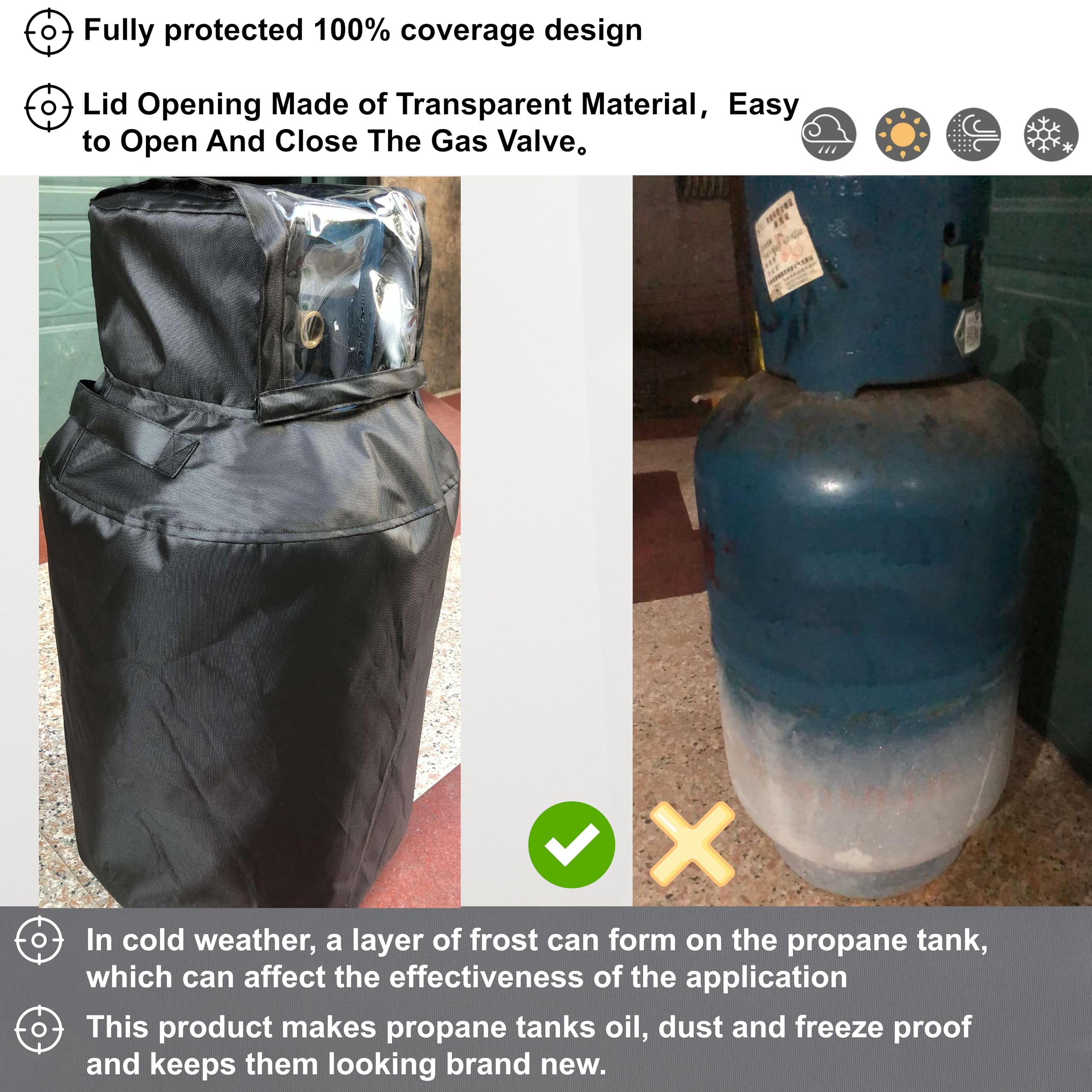 DORAHUA propane tank covered beside grill illustrating outdoor protection in use