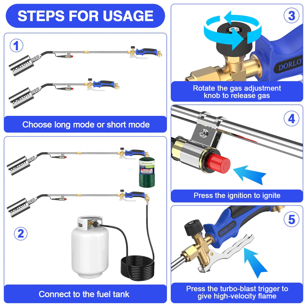 DORLOTI 12.5ft hose stretched showing flexible, heat-resistant hose for safe access