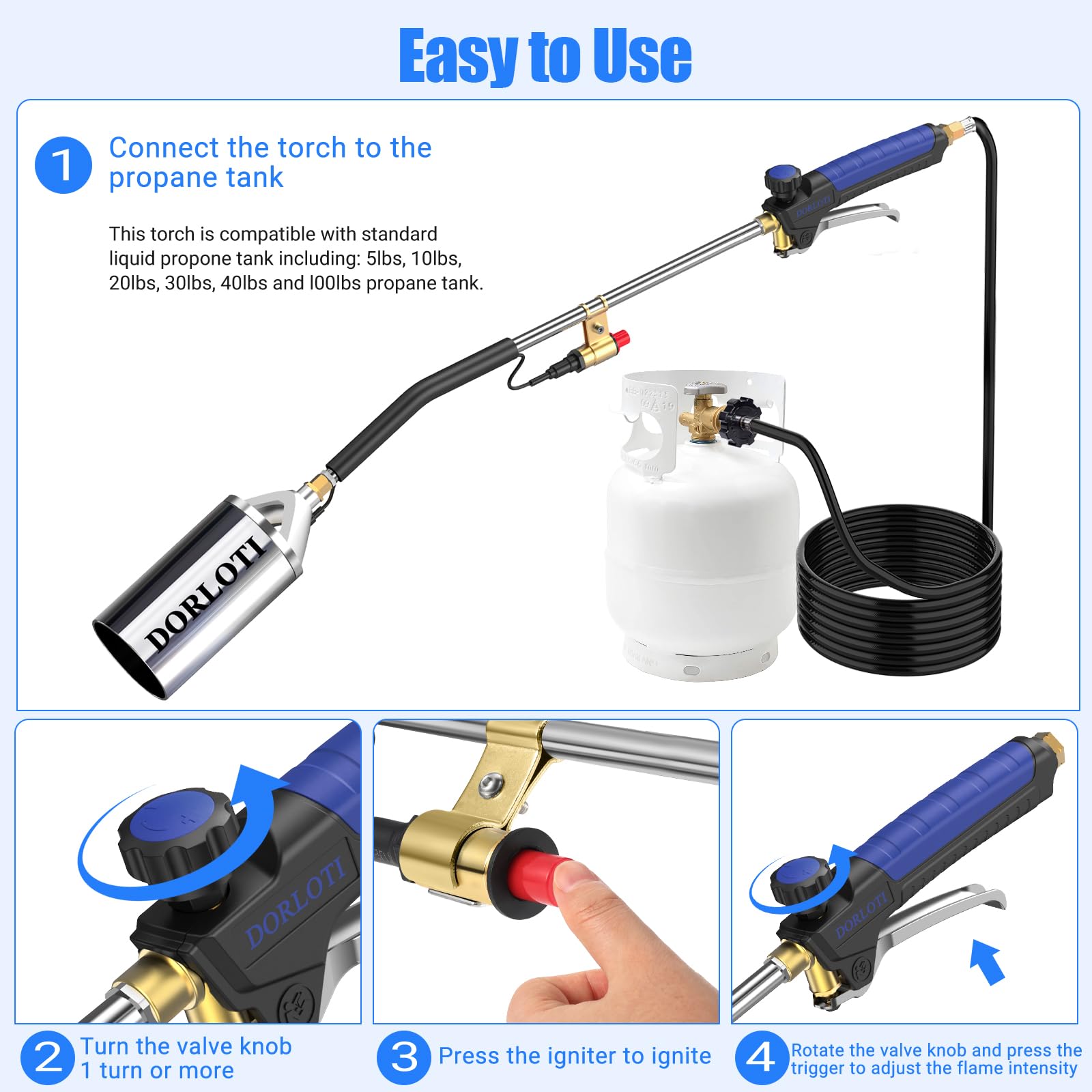 DORLOTI ergonomic handle with built-in igniter demonstrating comfortable one-handed control