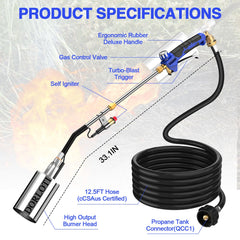 DORLOTI torch extended full length demonstrating long-reach capability for roofing