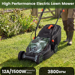 DORTALA side profile highlighting the 14-inch cutting deck for efficient mowing