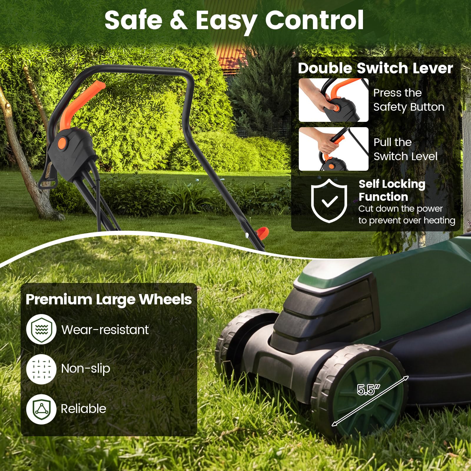 DORTALA 5.5-inch rotating wheel close-up for nimble maneuvering control