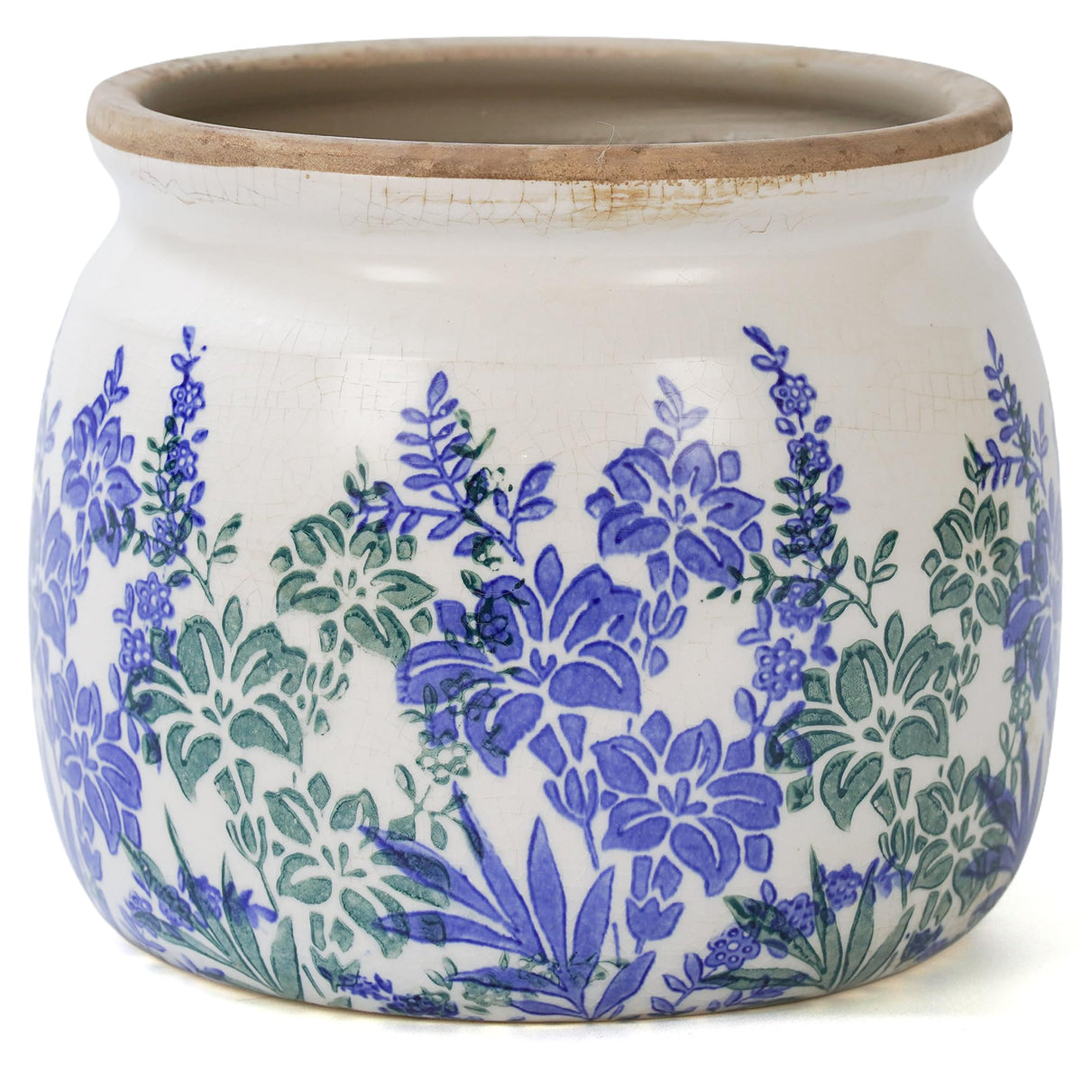 Dosayes front view of vintage ceramic pot showing full shape and finish benefit: decorative focal point