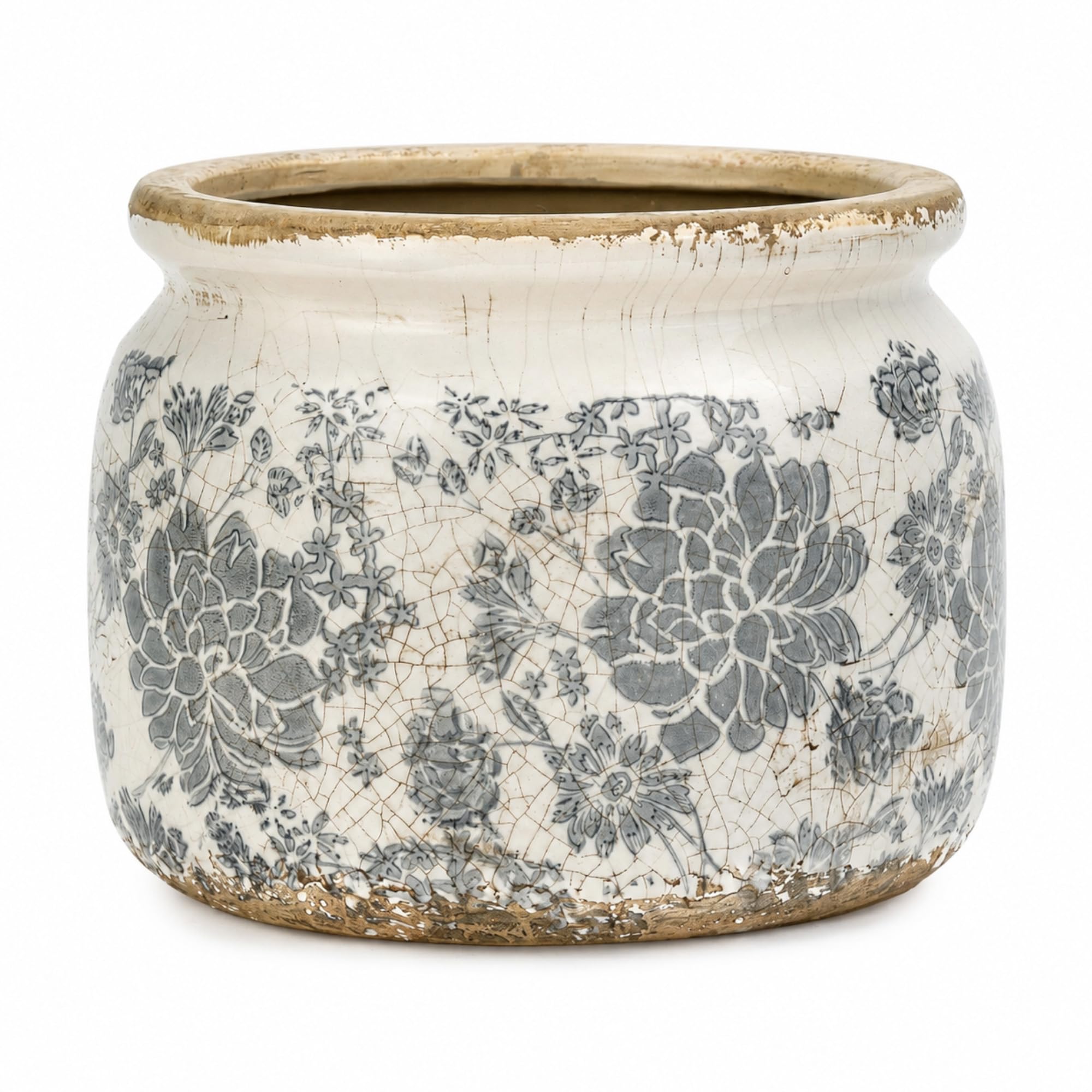 Dosayes front view gray planter showing vintage style and decorative appeal