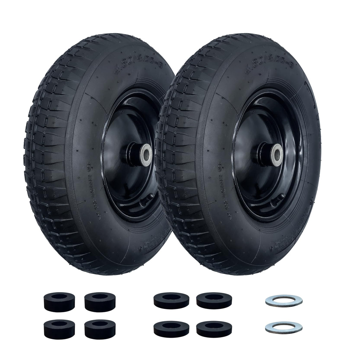 DOUBLE BRIDGE front view of 4.80/4.00-8" wheelset showing rim and tire, durable replacement