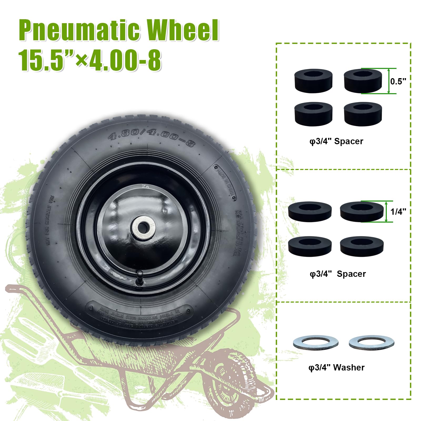DOUBLE BRIDGE side profile showing 8" rim and centered hub with 3/4" bushing for easy fit