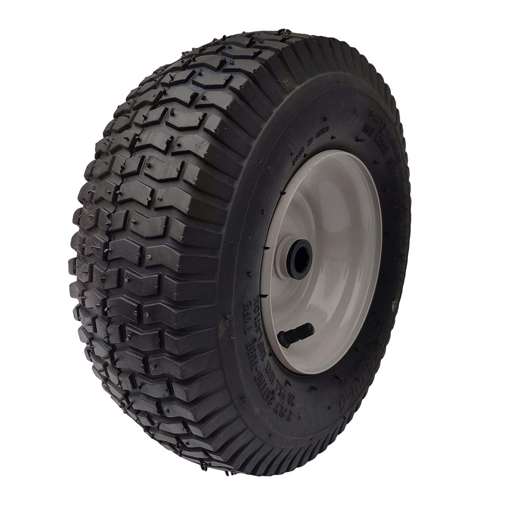 DOUBLE BRIDGE wheel installed on a lawn tractor demonstrating better traction benefit