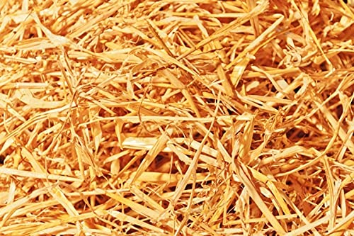 Double F Farms front packaging showing compressed 8 lb straw bale and brand label benefits