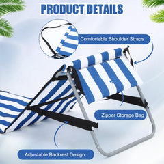 DoubleFill adjustable backrest positions demonstrated for reading or sunbathing