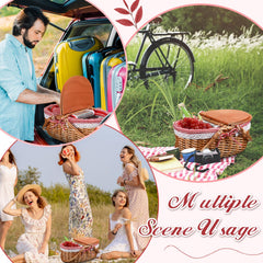 DoubleFill picnic basket in park with food laid out, convenient outdoor dining