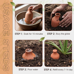 DoubleFill buried olla in pot near roots providing steady water directly to roots