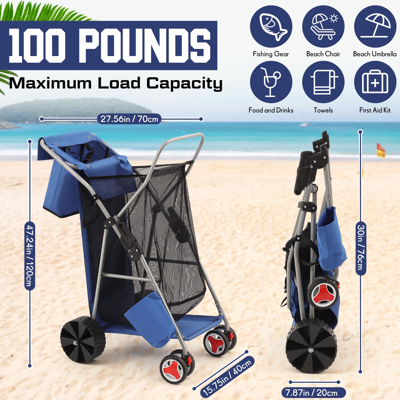 DoubleFill close-up of wide wheel tread improves sand traction and stability