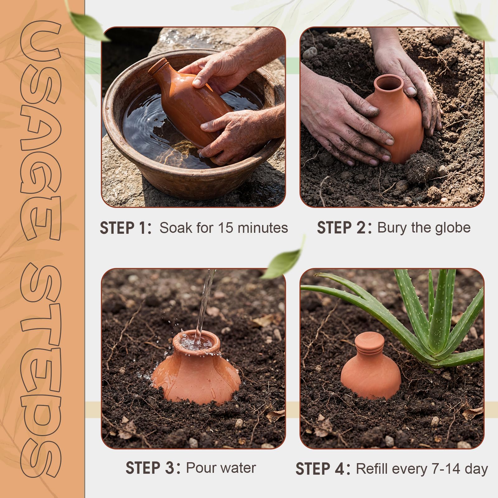 DoubleFill olla buried in planter showing scale and steady root hydration for larger pots