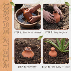 DoubleFill olla buried in planter showing scale and steady root hydration for larger pots