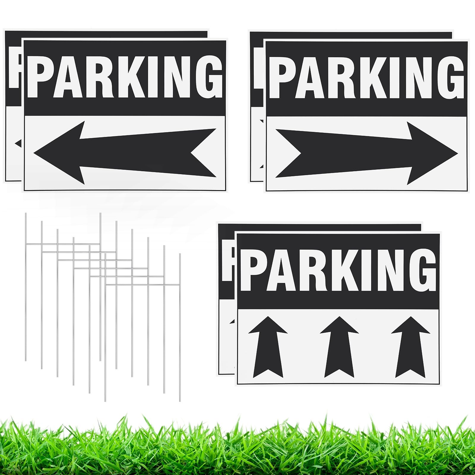 DoubleFill front-facing signs on stakes showing clear arrows and quick guidance
