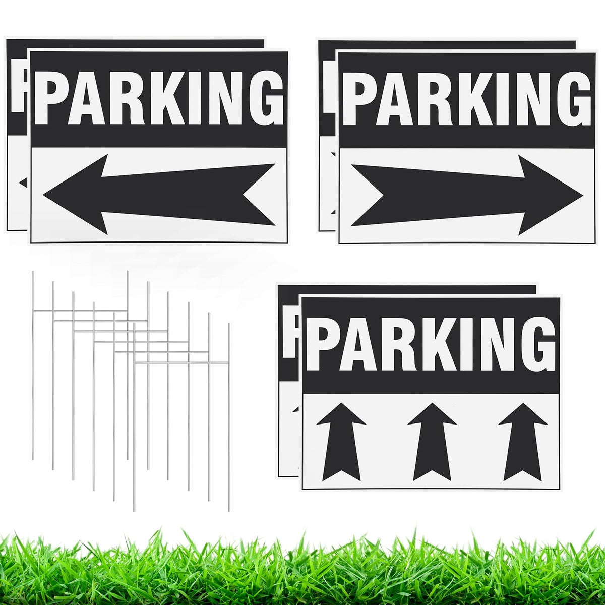 DoubleFill front-facing signs on stakes showing clear arrows and quick guidance