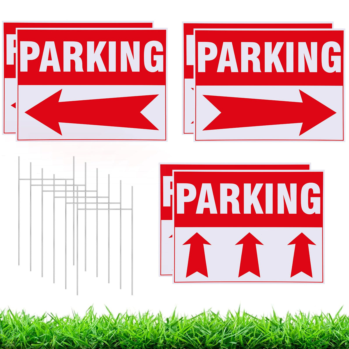 DoubleFill front-facing pack of six red parking signs for quick guidance