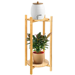 DoubleFill front view bamboo stand showing stable two-shelf design and neat appearance