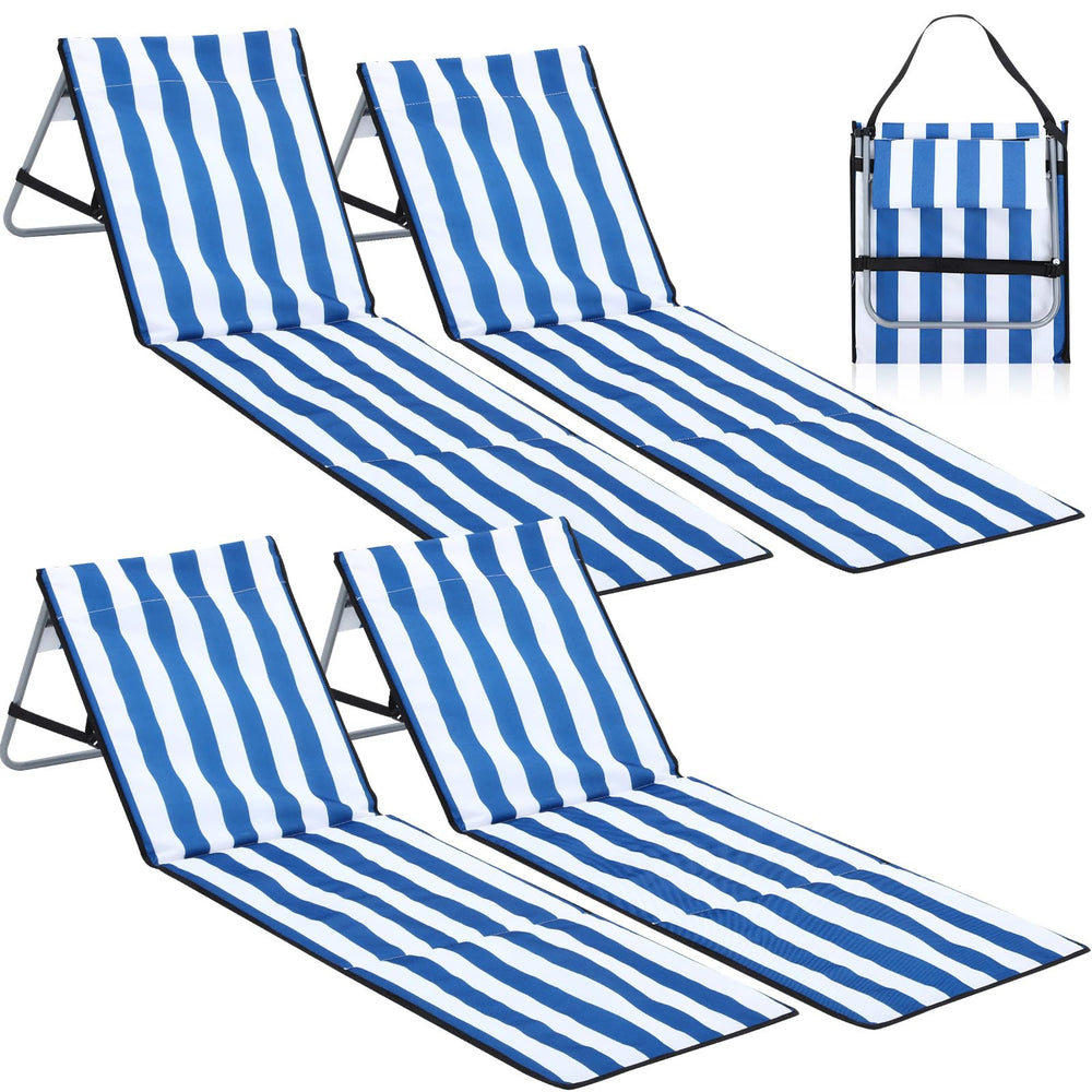 DoubleFill front view of four striped loungers showing stable frame and comfort