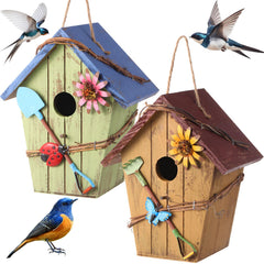 DoubleFill front view of bright blue birdhouse showing curb appeal and color