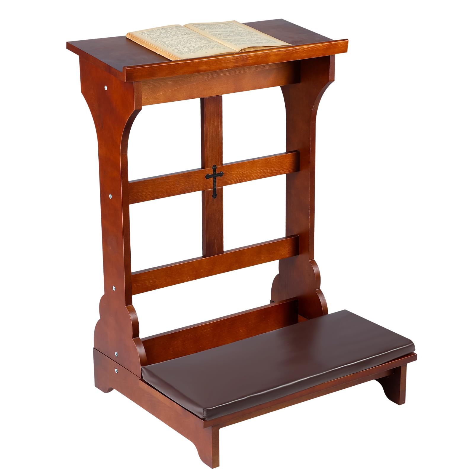 DoubleFill front view of wood prayer kneeler showing stable frame and finish for reliable devotion