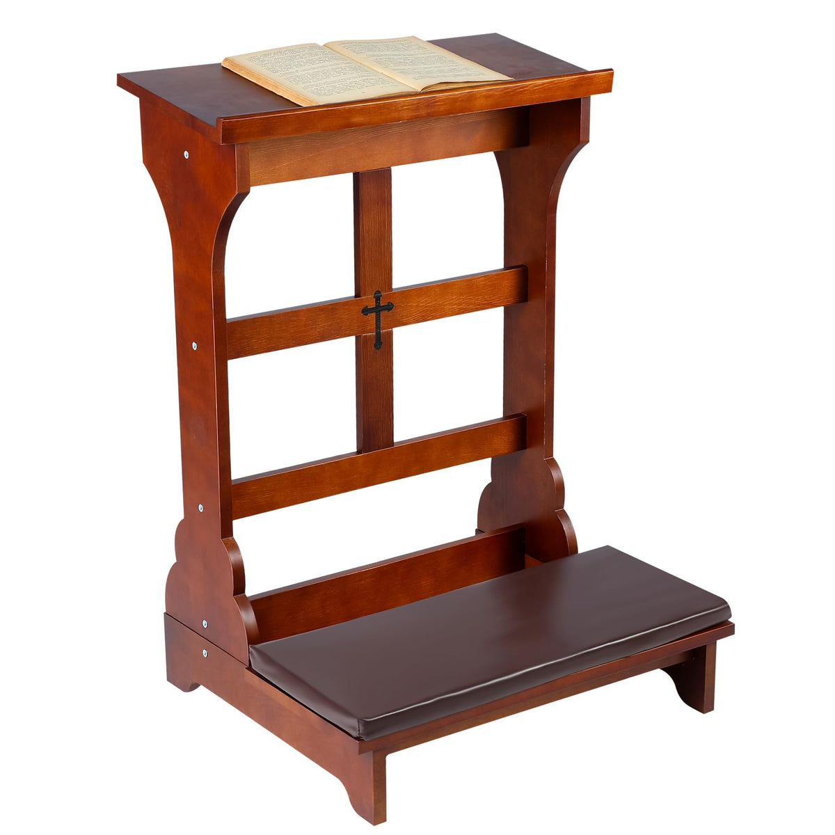 DoubleFill front view of wood prayer kneeler showing stable frame and finish for reliable devotion