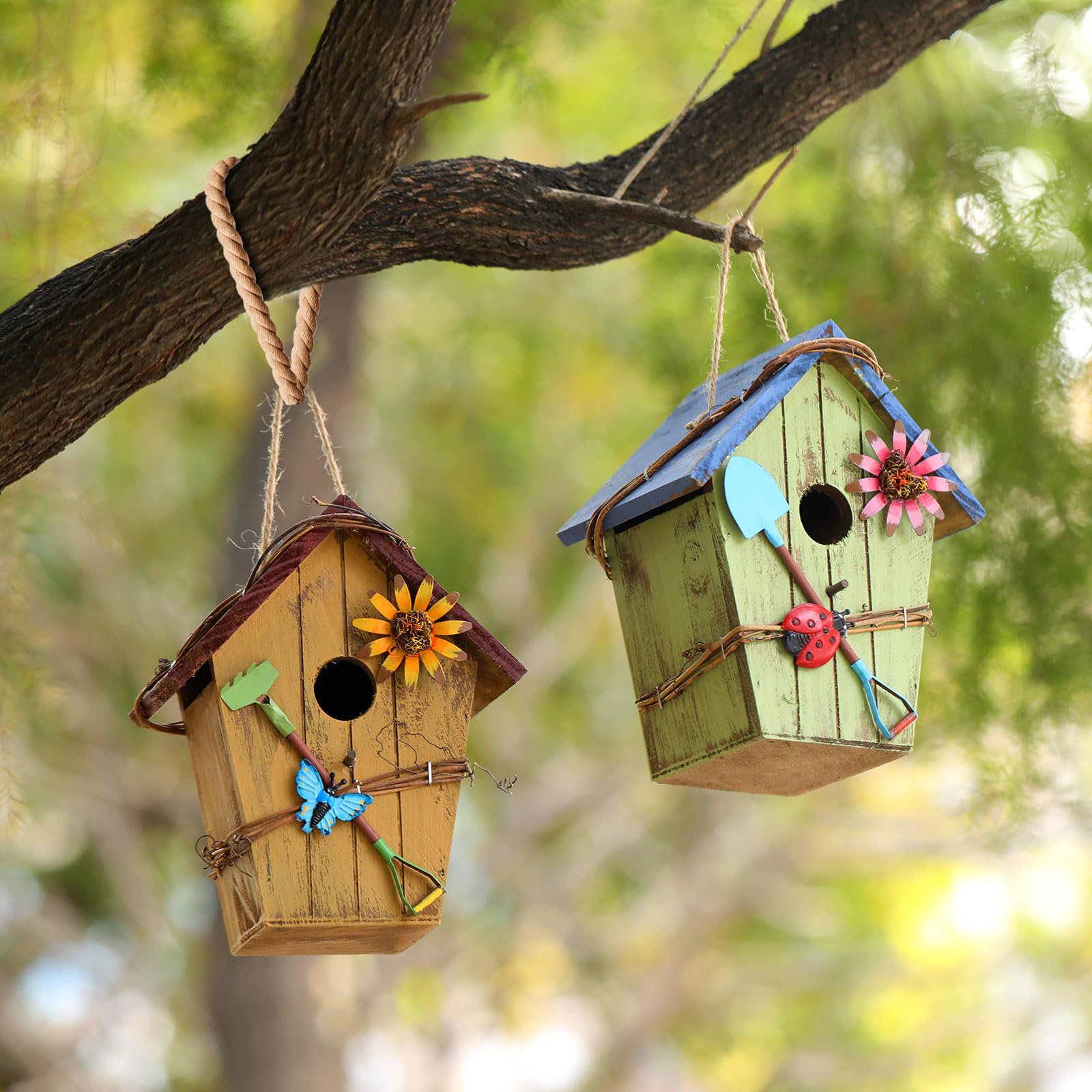DoubleFill hanging in garden scene illustrating attraction for backyard birds
