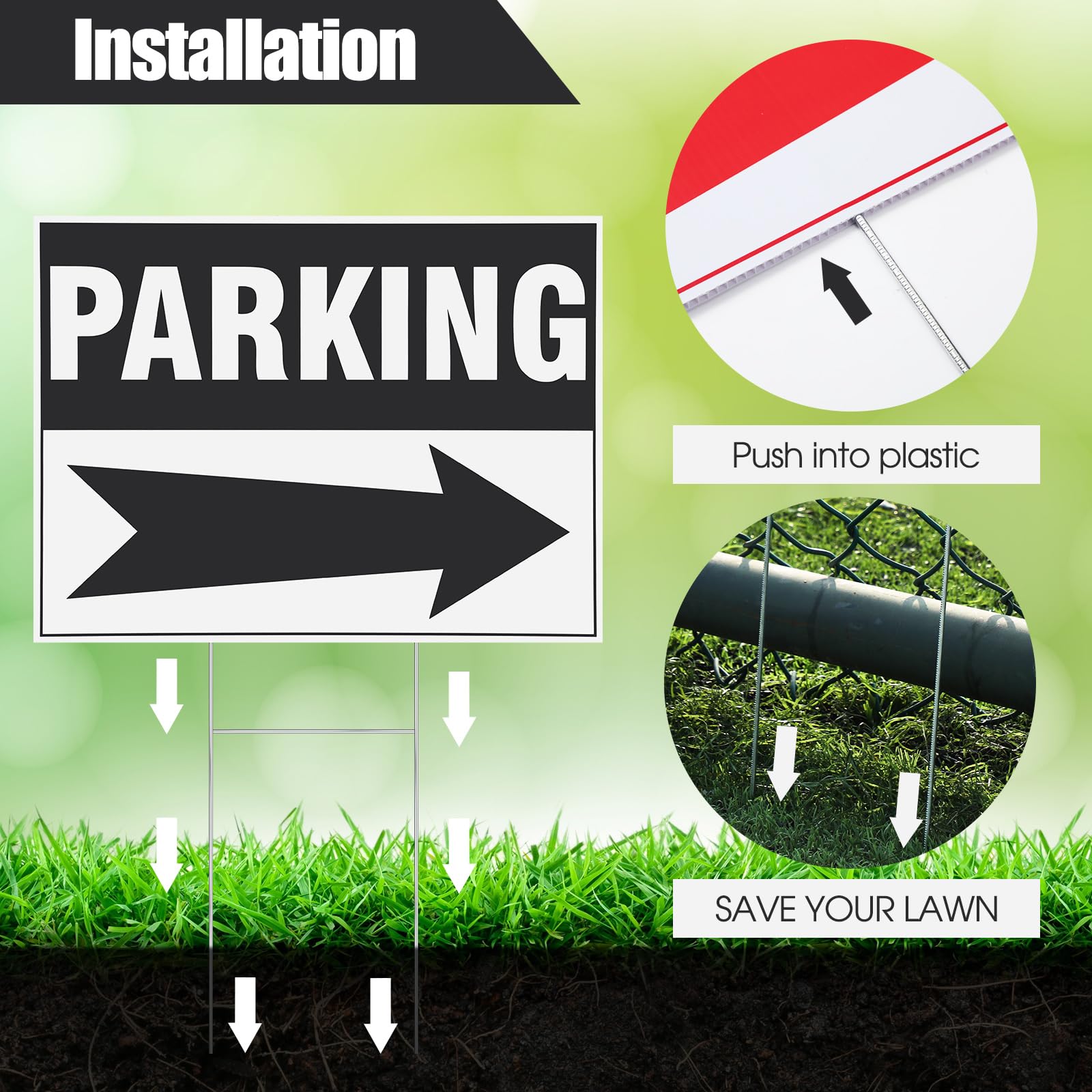 DoubleFill signs installed in grass directing event traffic for organized flow