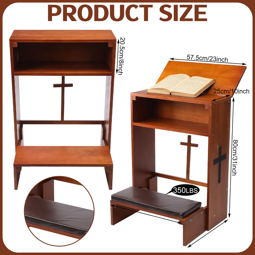 DoubleFill side profile highlighting sturdy wooden frame and angled tabletop for comfortable reading