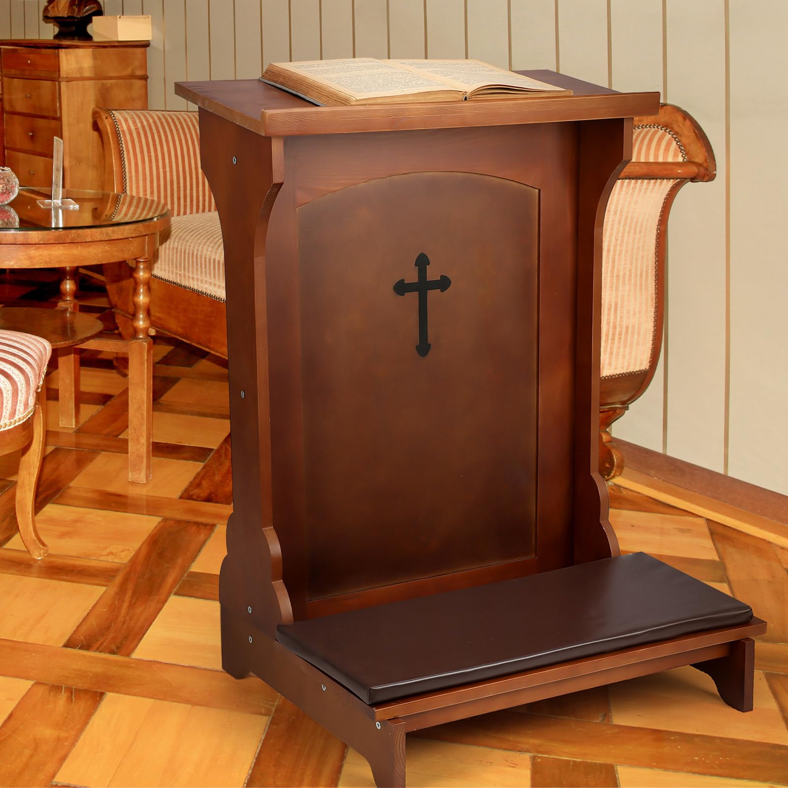 DoubleFill prayer bench in a cozy devotional corner enhancing room atmosphere