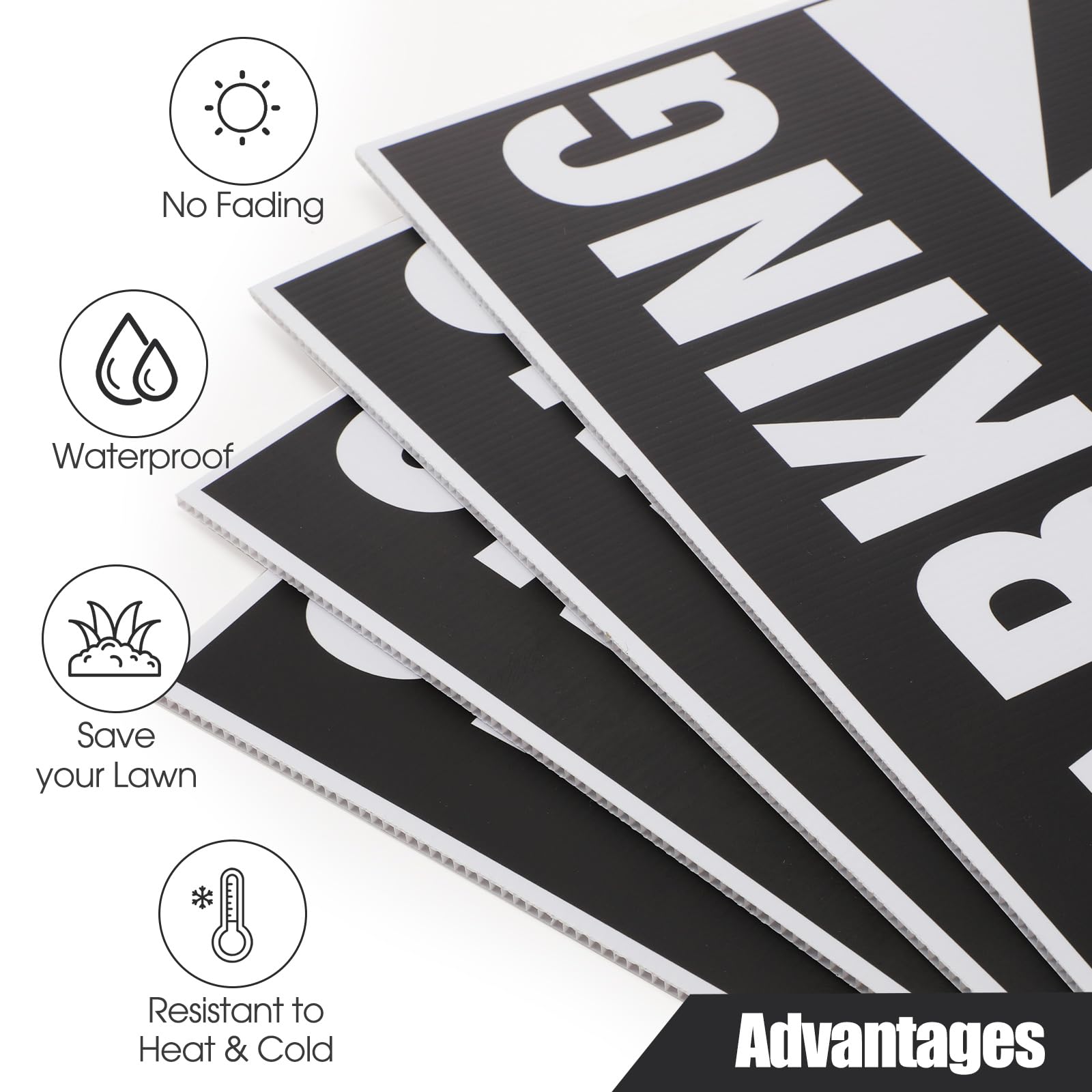 DoubleFill six signs flat-packed for compact storage and quick transport