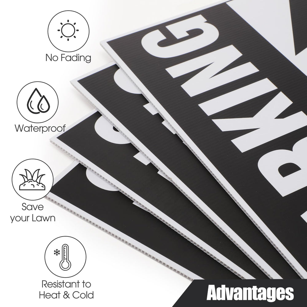 DoubleFill six signs flat-packed for compact storage and quick transport