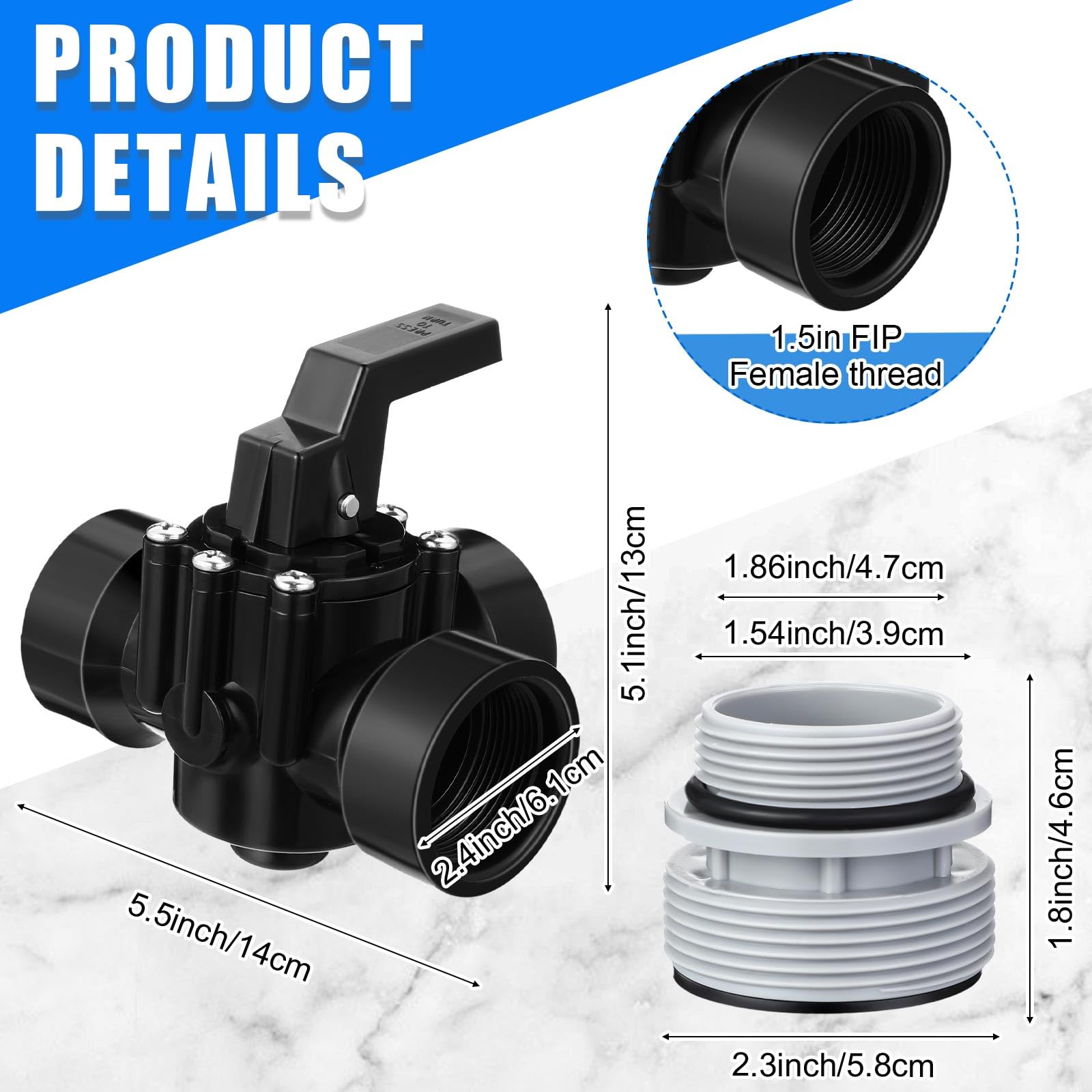 DoubleFill valve handle detail highlighting sturdy design and simple flow control benefit