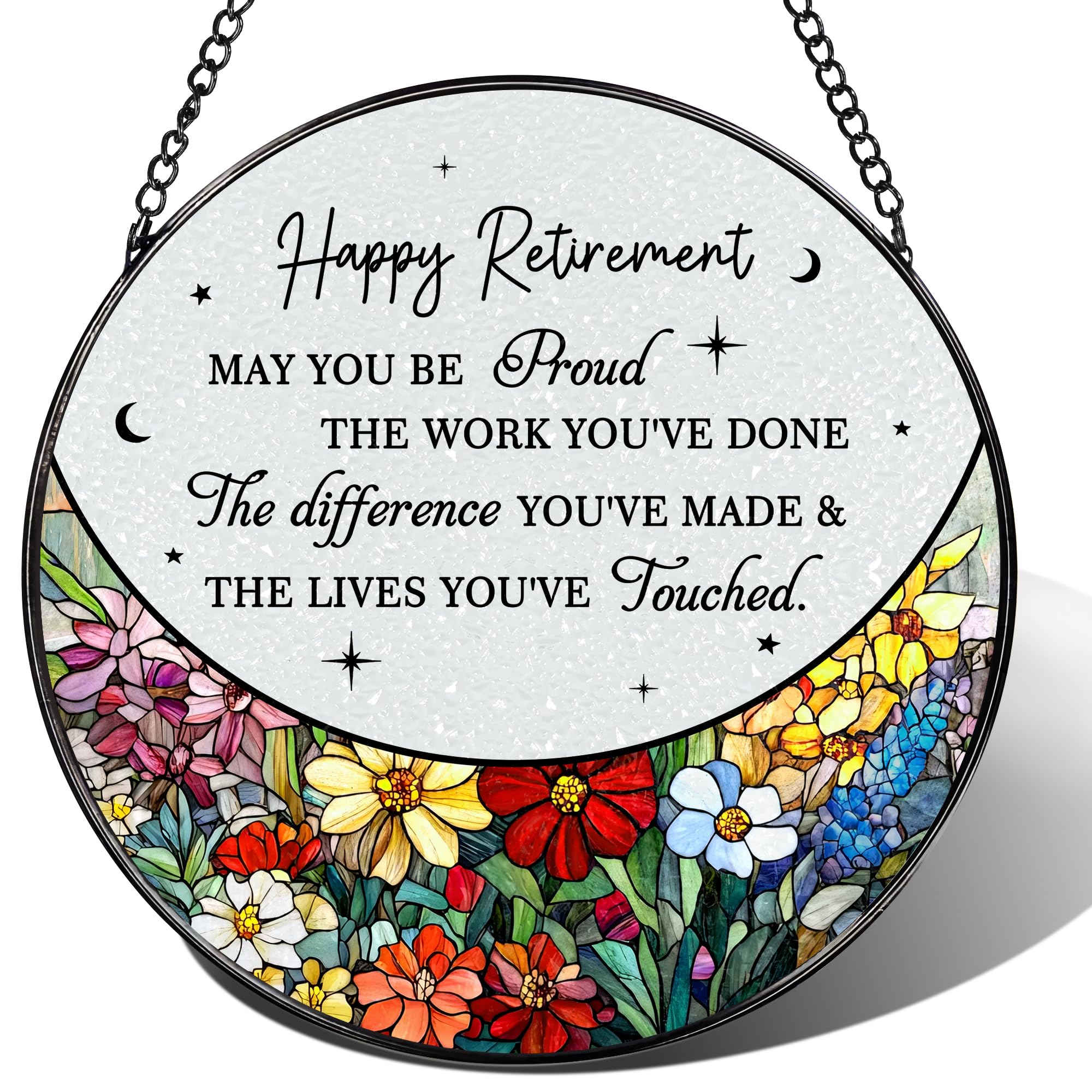 DOUHASU front view floral suncatcher showing full design and bright colors